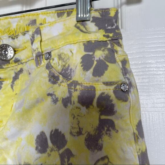 Justice girls yellow gray splash  leggings pants Size 12S - Picture 3 of 7